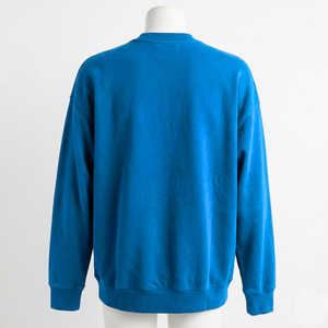 Sweat-shirt en coton bleu ciel brodé sur mesure, coupe ample unisexe, en molleton bouclette, avec étiquette privée, fabrication OEM - Product Image 4