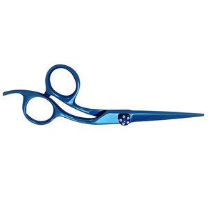 Ciseaux de barbier professionnels en acier inoxydable allemand pour droitiers, manche courbé bleu, accessoires de salon, qualité supérieure - Product Image 4