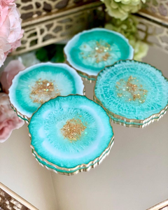 Hot Sale Top Quality Customize <b>Square</b> Round Wood Resin Coaster With Holder <b>Set</b> agate - Product Image 6