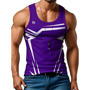 Débardeur de sport pour homme en polyester et élasthanne, style stringer, dos en Y, pour la musculation, vente en gros - Product Image 1