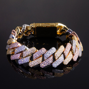 Bracelet tennis hip-hop pour homme, plaqué or, diamants synthétiques (coupés brillants multicolores, cultivés en laboratoire) certifiés IGI, entièrement pavé - Product Image 4