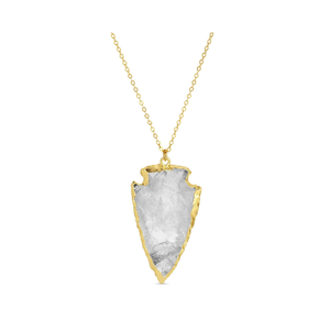 Collar Hecho a Mano con Colgante de Punta de Flecha de Cuarzo Transparente Chapado en Oro, Joyería de Piedras Preciosas de la India, Feng Shui - Product Image 1
