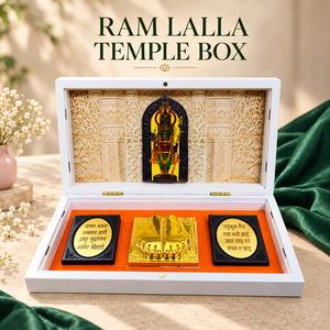 Set de Regalo Ram Lalla Charan Paduka, Mini Templo de Cuarzo con Relieve Tallado, Decoración Religiosa para el Hogar - Product Image 6