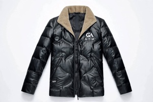 Veste d'hiver sportive pour homme GYM Active, de haute qualité, noire, respirante, coupe-vent, imperméable, avec fermeture éclair sur le devant, coupe ajustée, doublée de laine, à séchage rapide - Product Image 2