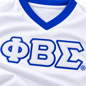 Camiseta de Cuello en V para Hombre, Color Blanco y Azul Rey, con Gráfico de Letras Griegas, Manga Corta, Estilo Casual para Fraternidad Phi Beta Sigma - Product Image 5