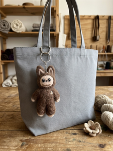 Handmade Brown Bear Felt Keychain Eco-Friendly Needle Felted Animal Bag Charm 100% <b>Wool</b> Miniature Character Keyring Accessory - Product Image 3