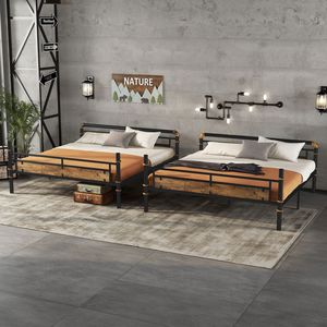 Letto a castello matrimoniale in metallo con sponde di sicurezza, stile industriale, letto separabile per ragazzi, nero - SKU W2580S00019 - Product Image 3