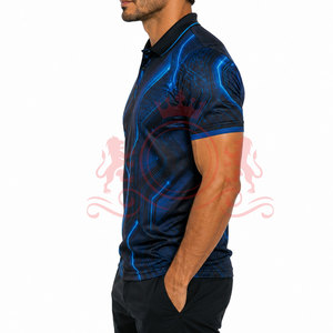 High Performance Blue <b>Abstract</b> Polo Shirt Breathable Fabric Short Sleeve Comfortable Modern Casual Daily Wear - Product Image 4
