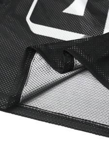 Maillot de football américain noir orné de cristaux, strass, maille oversize, logo personnalisé, streetwear, production OEM en gros - Product Image 4