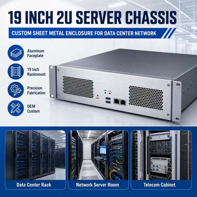 Custom 19 Inch 2U Server Chassis with Aluminum Faceplate for Data Center Network