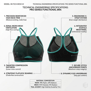 Yoga Gym <b>Running</b> Workout <b>Padded</b> Racerback Activewear Customized Women Sports Bra Mesh Breathable Push Up Fitness Sports Bra - Product Image 2