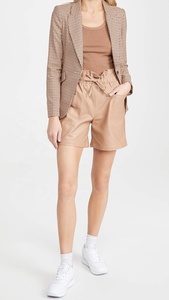 Short en cuir végétalien brillant imprimé blanc uni course pour femmes Short de sport tissé personnalisé 100% Shorts - Product Image 6