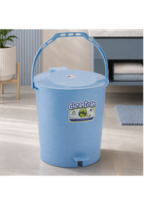Poubelle à pédale ronde en plastique avec panier intérieur, design portable pour une utilisation intérieure/extérieure - Product Image 1