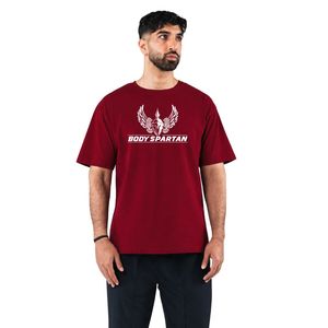 เสื้อยืดกราฟิกสีแดงสำหรับผู้ชาย ผ้าฝ้ายพรีเมียม คอกลม สไตล์ลำลองแนวสตรีทแวร์ แรงบันดาลใจจากมอเตอร์สปอร์ต - Product Image 1