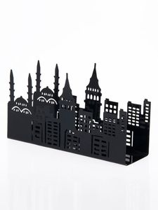 High Quality Black Perforated Metal Napkin Holder Reusable Eco-Friendly Durable Modern <b>the</b> Metal Wave for Wedding Dinnerware - Product Image 5