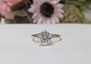 1 Ct Round Cut Moissanite <b>Solitaire</b> Engagement <b>Ring</b> For Women's Solid 14k Yellow Gold Plated Valentine gift - Product Image 5