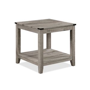 <b>Rustic</b> Gray Brown Wooden Rectangular <b>Coffee</b> <b>Table</b> with Two Matching Square End <b>Tables</b> 3 Piece Cocktail Set for Living Room - Product Image 3