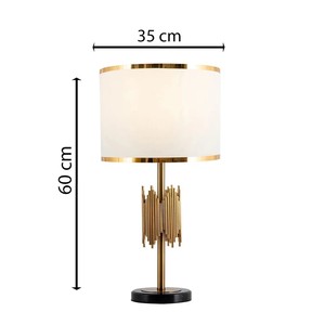 Table lamp bedside lamp modern lighting gold lamp brass finish decorative lamp fabric lampshade drum shade contemporary design - Product Image 3