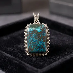 Colgante de Azurita en Plata de Ley 925, Hecho a Mano, con Piedra Preciosa Natural Azul, Joyería de Diseño, Artesanía India, Venta al Por Mayor - Product Image 4