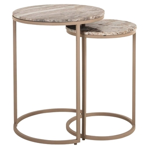 Tables basses gigognes modernes et écologiques faites à la main avec plateau en marbre et structure en bois, meubles contemporains pour salon - Product Image 3