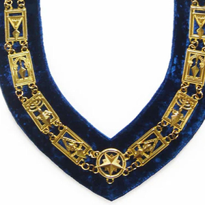 <b>Compass</b> Masonic Silver Masonic Regalia Lodge <b>Chain</b> Collar Blue Velvet Backing Freemason Silver <b>Chain</b> Collar with Silver Jew - Product Image 2