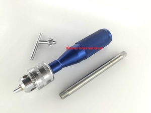 Taladro manual ortopédico de acero inoxidable Bisons Wholesale, plateado y azul, 16 cm, 1 unidad, herramienta quirúrgica - Product Image 2