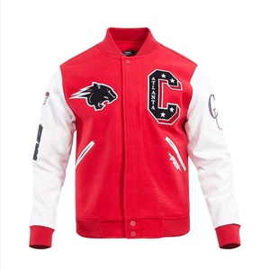 Veste de baseball en chenille personnalisée avec logo brodé, boutons contrastés, style letterman, veste bomber brodée - Product Image 1