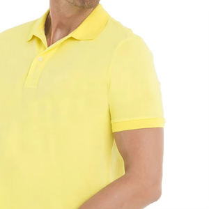 Polo homme de qualité supérieure, couleur jaune clair uni, col rabattu, tissu respirant, à prix avantageux - Product Image 5