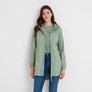 <b>Women's</b> <b>Packable</b> Woven Bomber Rain <b>Jacket</b> Hooded Waterproof Full Zip Outdoor Travel Windproof - Product Image 2