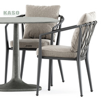 Chaise de jardin d'extérieur empilable en rotin plastique, teck moderne, aluminium, corde tressée, pour salon de luxe, piscine, café, salle à manger