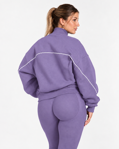 Custom <b>Women's</b> Contrastline Zipper Tracksuit Casual Two Piece Outfit Relaxed Fit <b>Jacket</b> Wide Leg Pants Matching Set Fashion - Product Image 4