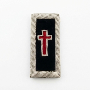 Black Silver Epaulette Pair Red <b>Cross</b> Design Hand Embroidered Ceremonial Shoulder Board <b>Patch</b> - Product Image 3