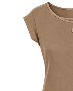 Customized Khaki Brown Women Casual T Shirt Floral Ring Neck Short Sleeve Summer Fashion Soft Stretch Ladies Tee Blouse <b>Top</b> Wear - Product Image 3