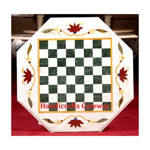 Hermosa Mesa de Mármol Blanco Natural con Diseño de Incrustaciones Hechas a Mano, Forma Octagonal con Nuevo Patrón, Ideal para Mesa de Esquina - Product Image 4