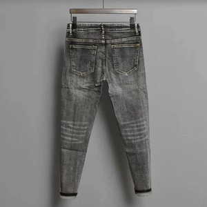Jean droit slim noir taille haute pour homme, style décontracté en denim de coton délavé, collection automne 2026, très demandé, prix de gros - Product Image 4