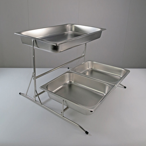 Support de présentation alimentaire en acier inoxydable de qualité supérieure, séparateur pour buffet d'hôtel, présentoir à desserts et gâteaux, étagère alimentaire à double niveau - Product Image 3