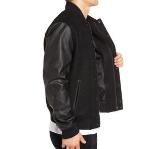 Vestes universitaires en laine en gros avec manches en cuir de vache blanc véritable pour hommes - Product Image 6