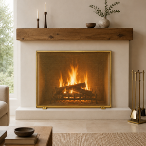 Protector de Chimenea Metálico Delgado con Borde, Malla Protectora Resistente al Calor, Protección Contra Chispas, Escudo Minimalista para Chimenea - Product Image 1