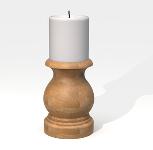 เชิงเทียนไม้ทรงกลม ฐานลายร่อง งานแฮนด์เมด ดีไซน์ทันสมัย ตกแต่งบ้าน - Product Image 1