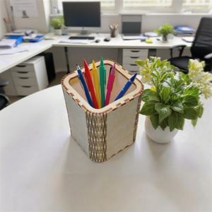 Multifunctional Eco-Friendly Wooden Pen Holder Hexagonal <b>Desk</b> Office Decor Engraved Carving Wood Crafts Wooden Boxes <b>Wall</b> Signs - Product Image 4