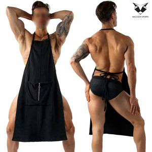Sexy Leather <b>Apron</b> Men’s Clubwear Bib Uniform Solid <b>Black</b> Faux Leather Party Wear <b>Apron</b> Adjustable Neck Straps - Product Image 6