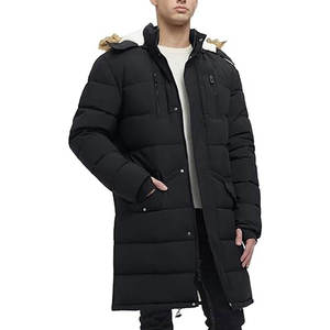 Parka d'hiver longue pour homme avec capuche et garniture en fourrure, manteau matelassé épais et chaud - Product Image 2