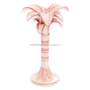 Centrotavola per decorazioni per la casa di lusso fatti a mano su misura candelabro in ceramica portacandele a foglia singola di palma