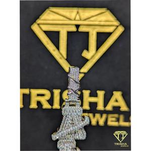 Pendentif personnalisé en fil barbelé « ALI » en argent sterling 925, serti de moissanite VVS, style hip-hop, par Trisha Jewels - Product Image 5
