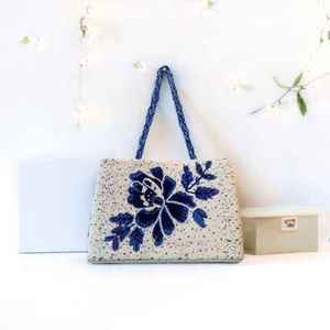 Sac à main artisanal de luxe indien, perles de verre multicolores, rectangulaire, imprimé sérigraphié, accessoire de mode décontracté en cristal - Product Image 6