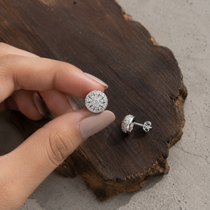 Custom 925 Sterling <b>Silver</b> Moissanite Cluster Stud <b>Earrings</b> Mens Hip Hop Round Ice <b>Earrings</b> Wholesale - Product Image 3