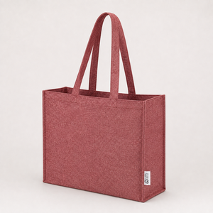 Custom Logo Maroon Recycled Cotton Melange Tote Bag 220 GSM Large Gusseted Reusable Shopping Bag Wholesale Manufacturer Exporter - Product Image 3