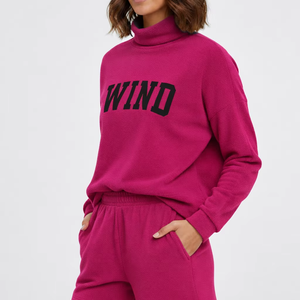 Mockneck 2 Piece Shorts Set Solid Soft Heavyweight Fleece Breathable Eco Friendly Quick Dry Streetwear Loose Casual - Product Image 1