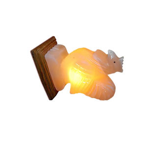 Ensemble de lampes en sel de l'Himalaya en forme d'animal en matériau organique, avec cordon électrique et ampoule, artisanat naturel, emballage inclus - Product Image 4