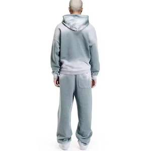 Acid Washed Hooded Rhinestone Silk Screen Printed Tracksuits Private Label Winter 100% Cotton Breathable Unisex - Product Image 2